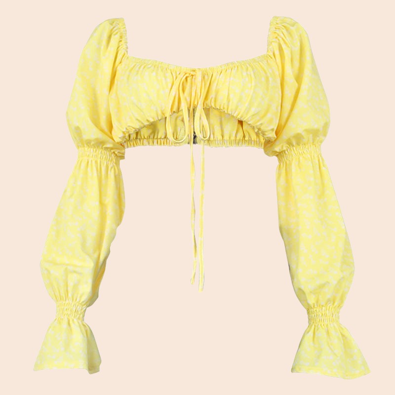 Sunlit Romance Tie-Front Crop Top