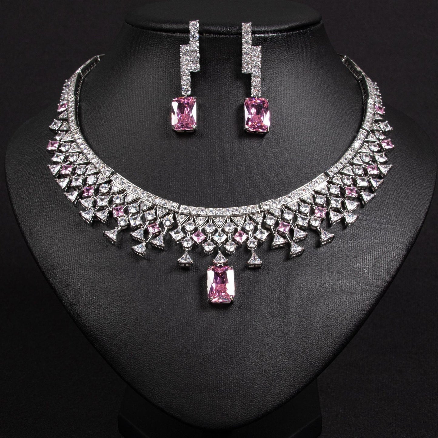 Luxury Zircon Crystal Necklace & Earring Set
