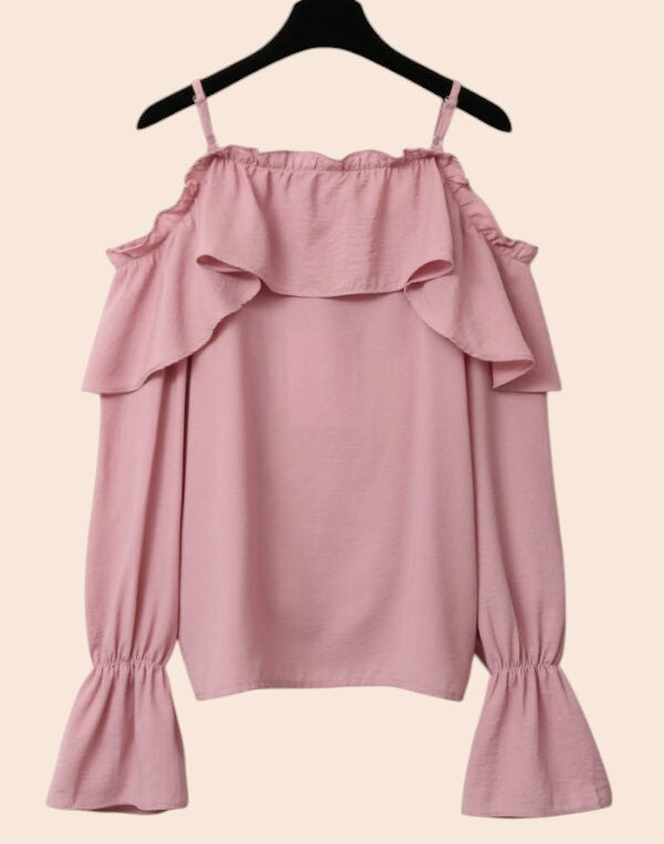 Strap Chic Ruffle Off-Shoulder Blouse