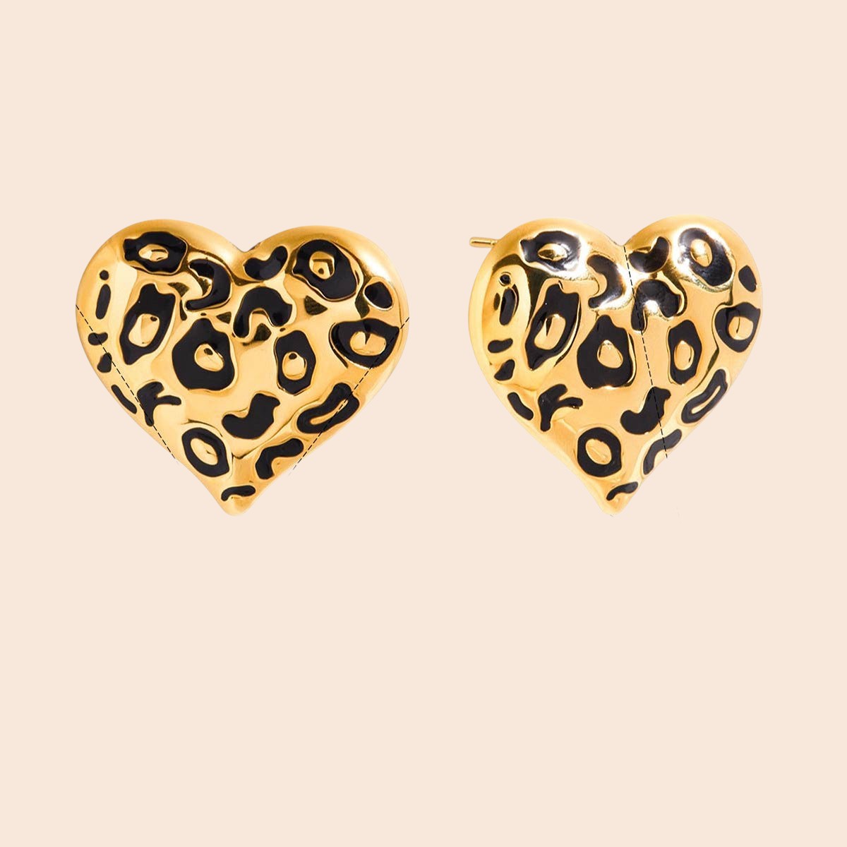 Leopard Heart Necklace & Earring Set