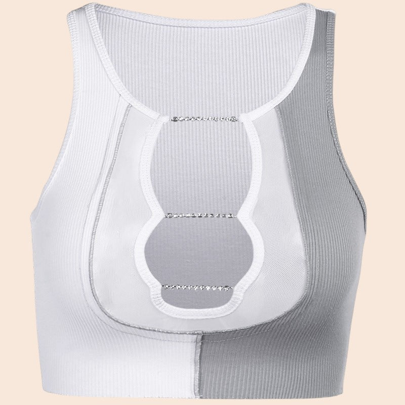 Mesh Cutout Ribbed Crop Tank