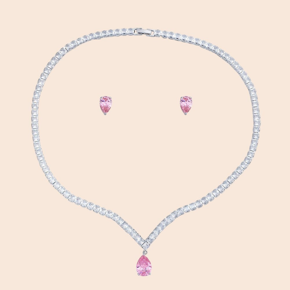 Blush Teardrop Crystal Jewelry Set