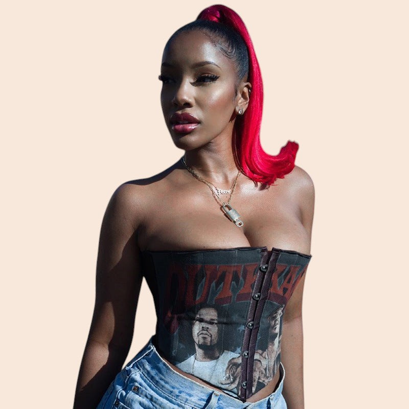 Midnight Muse Graphic Corset Top