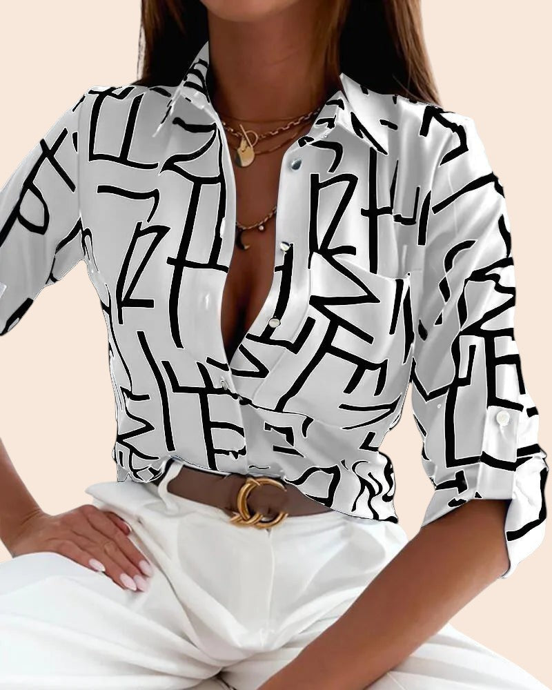 Classic Printed Satin Blouse – Chic Everyday Elegance