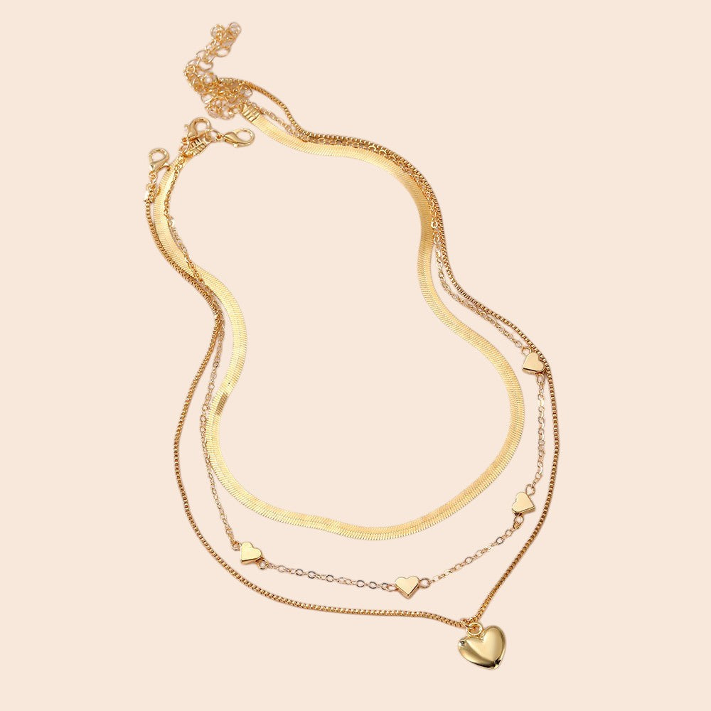 Layered Heart Pendant Necklace