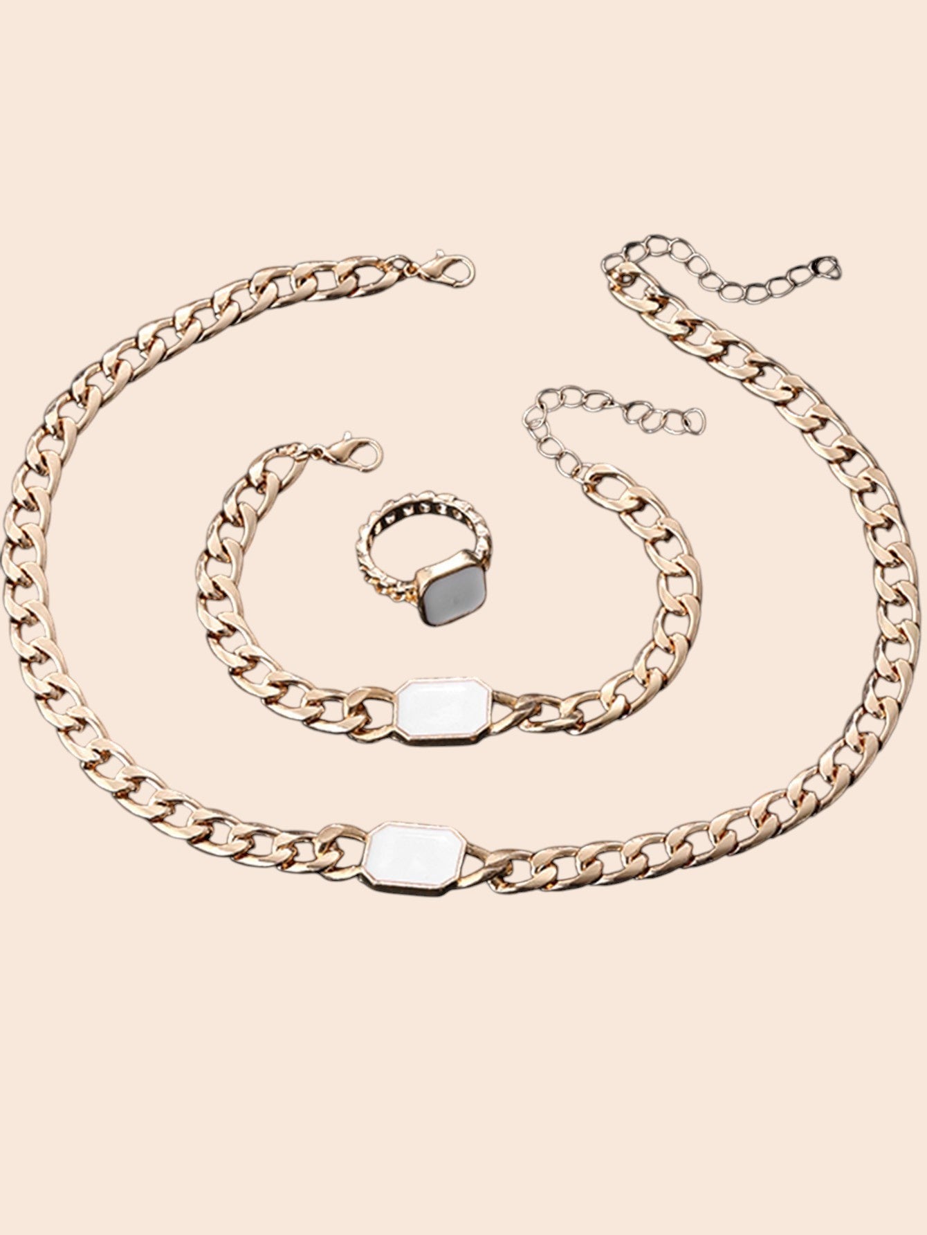 Geometric Luxe Chain Jewelry Set – Modern Statement Elegance