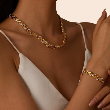 Luxe Twist Chain Necklace & Bracelet Set