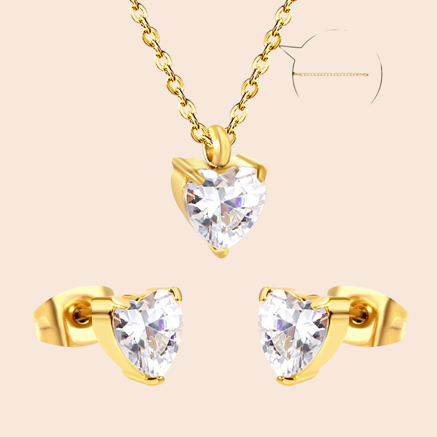 Minimalist Zircon Necklace & Earring Set