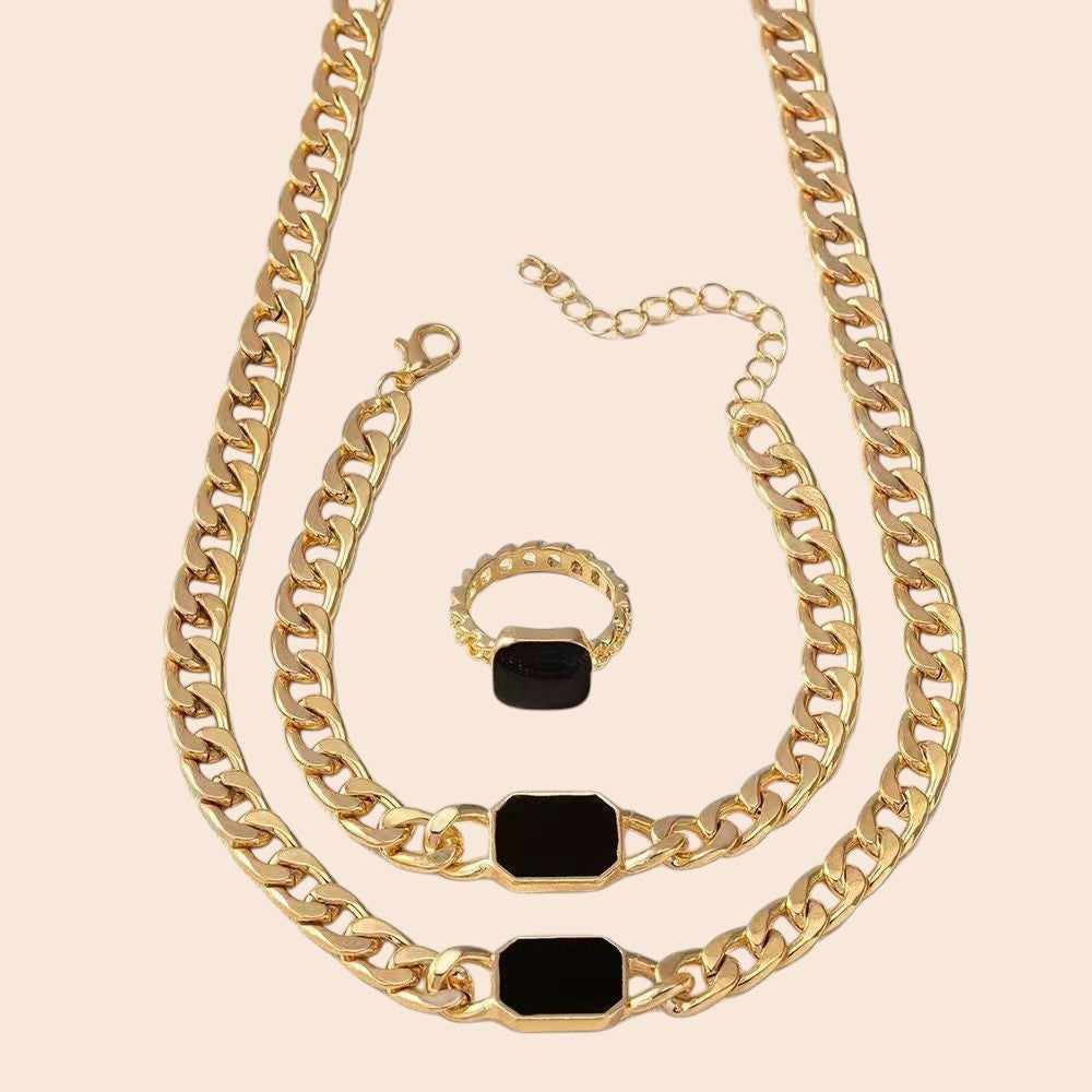 Geometric Luxe Chain Jewelry Set – Modern Statement Elegance