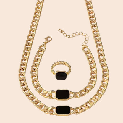Geometric Luxe Chain Jewelry Set – Modern Statement Elegance