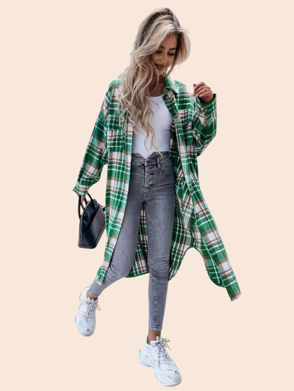 Oversized Plaid Cardigan Shirt – Cozy Street Luxe Edition