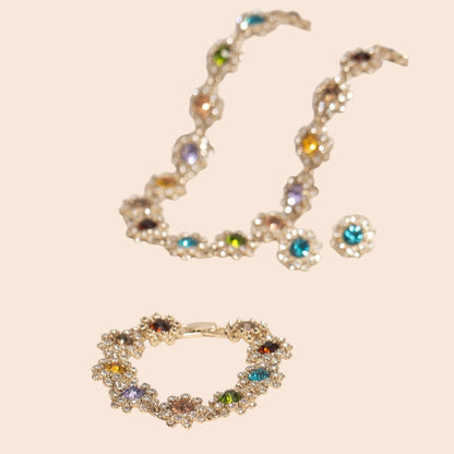 Vintage Floral Crystal Jewelry Set