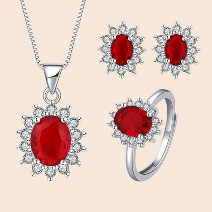 Luxury Ruby Crystal Jewelry Set