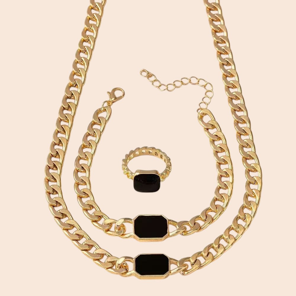 Geometric Luxe Chain Jewelry Set – Modern Statement Elegance