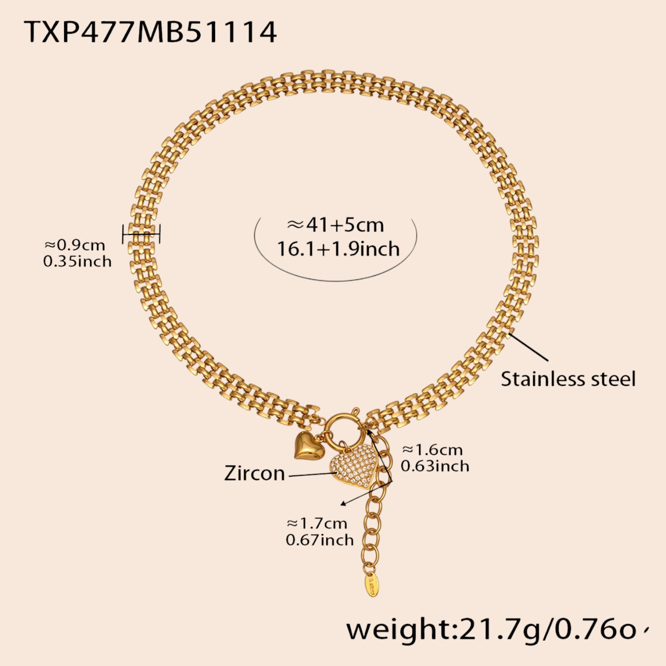 Luxe Heart Charm Zircon Jewelry Set