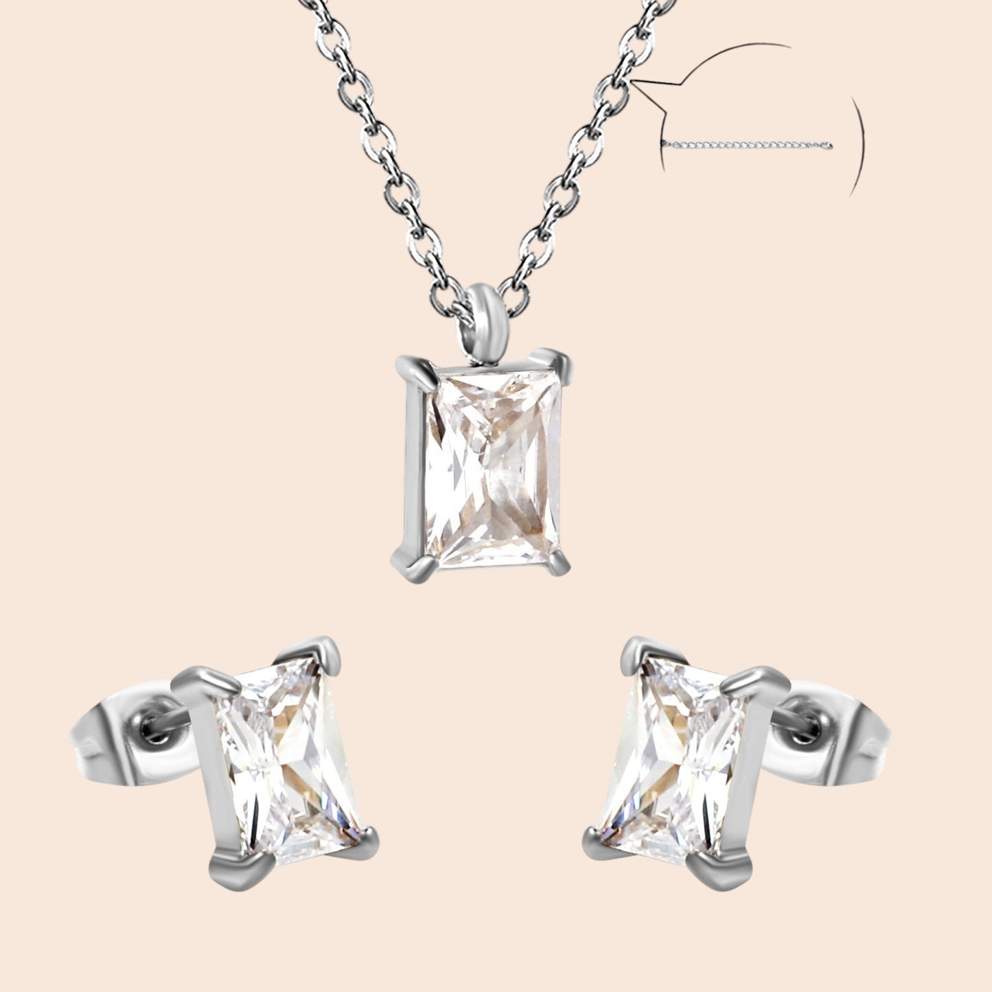 Minimalist Zircon Necklace & Earring Set