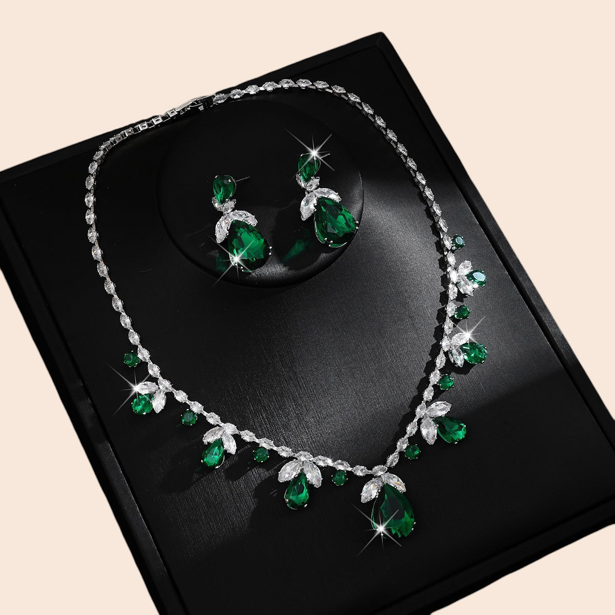 Sparkling Zircon Crystal Jewelry Set
