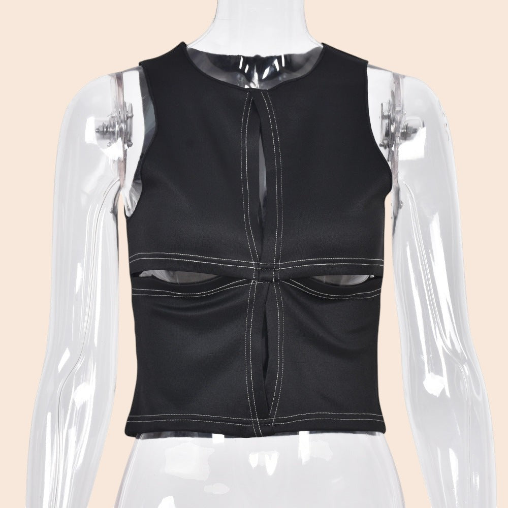 Cutout Faux Leather Crop Top