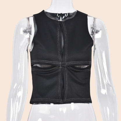 Cutout Faux Leather Crop Top