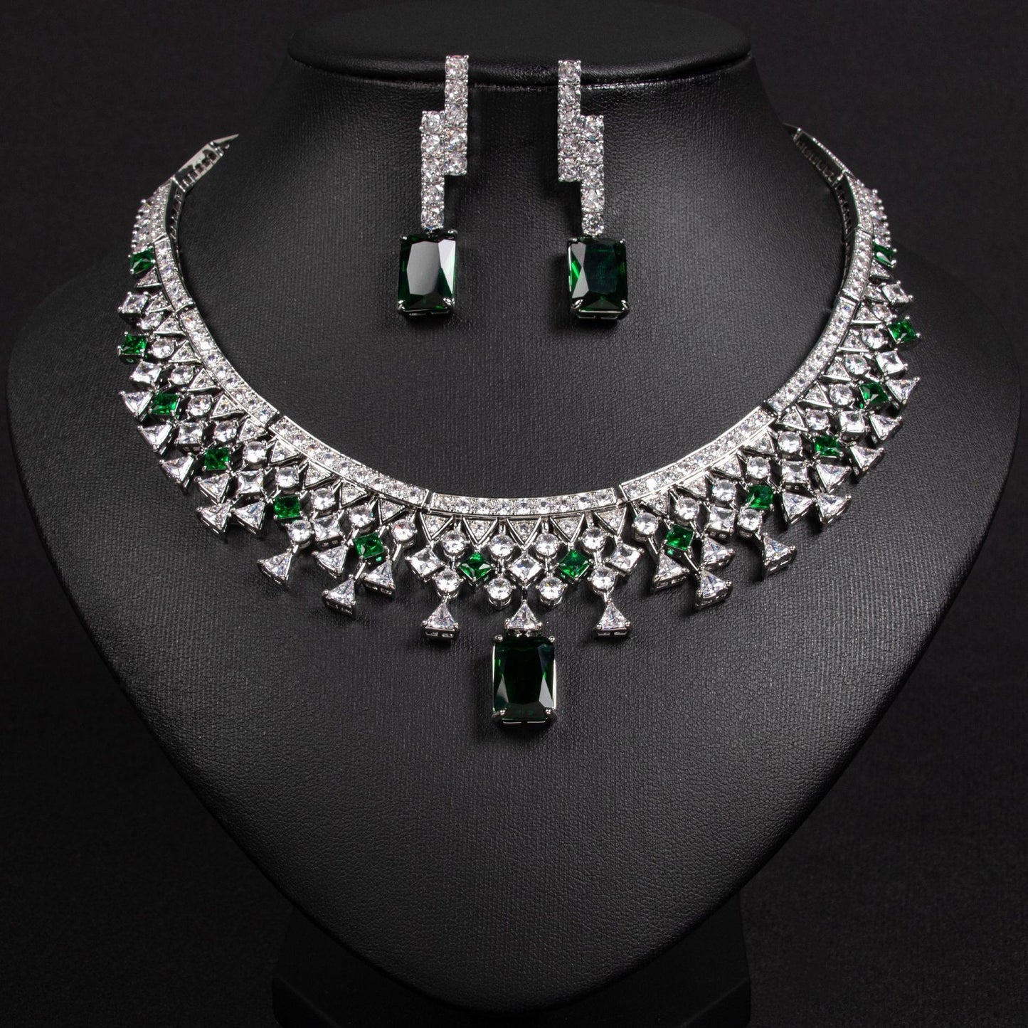 Luxury Zircon Crystal Necklace & Earring Set