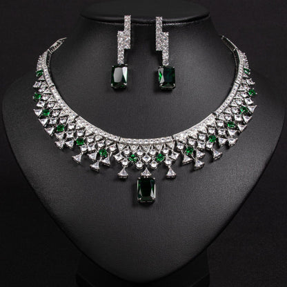 Luxury Zircon Crystal Necklace & Earring Set