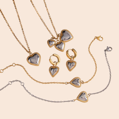 Luxe Heart Charm Jewelry Set