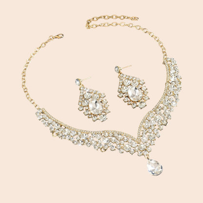Vintage Crystal Teardrop Necklace & Earring Set