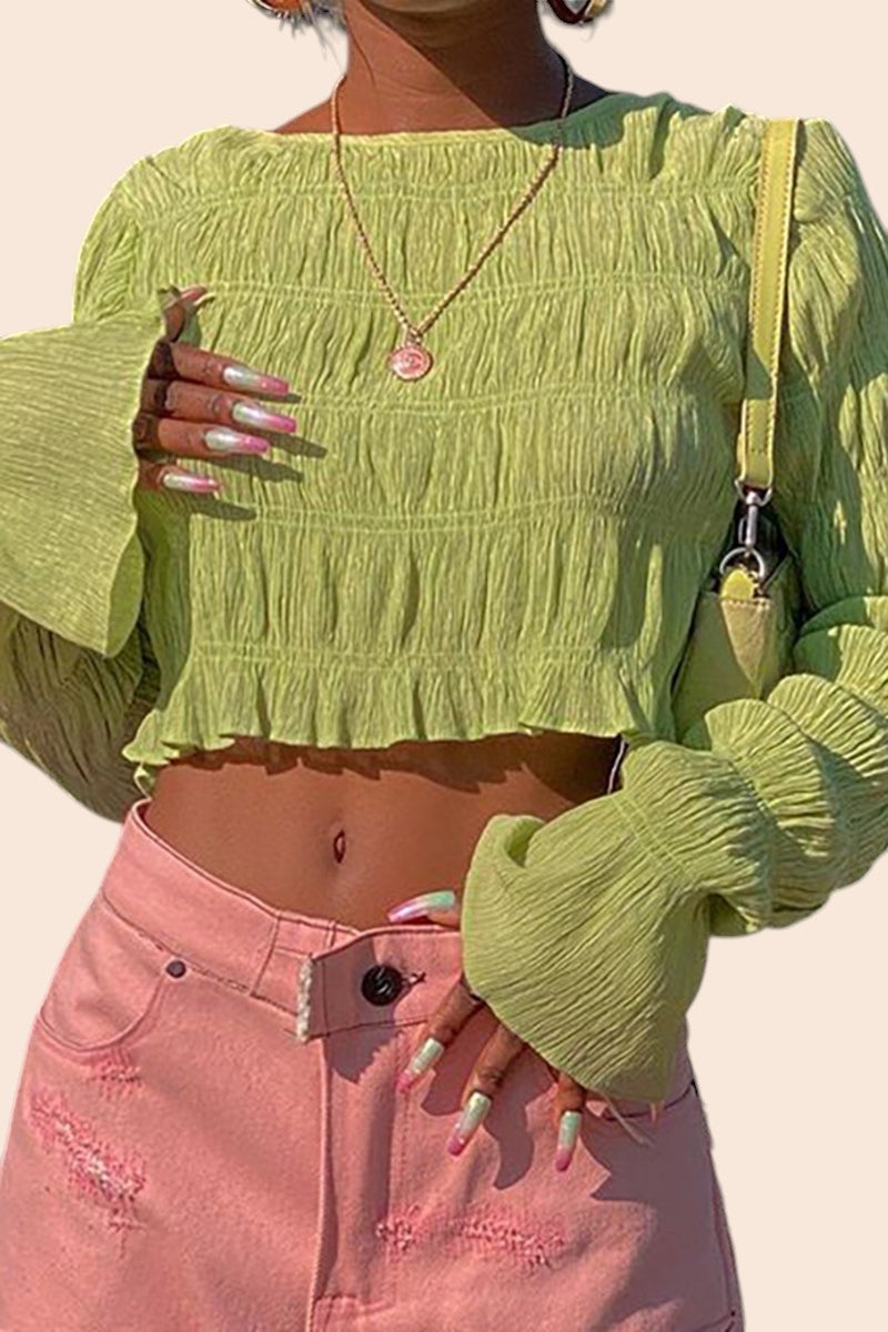 Ruched Long Sleeve Crop Top