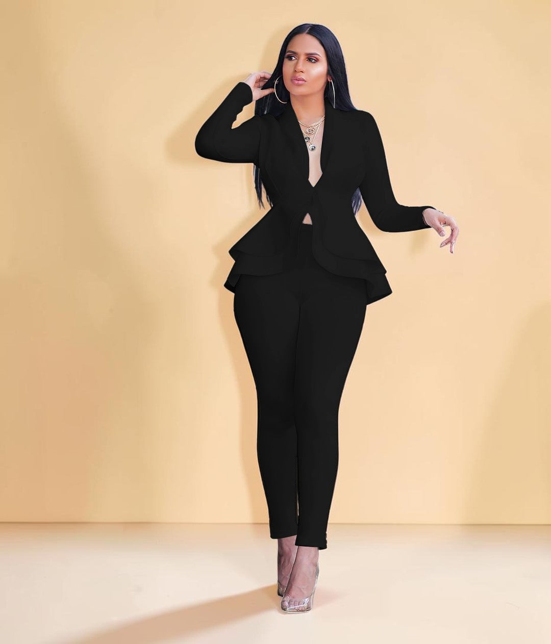 Tailored Peplum Blazer & Pants Set