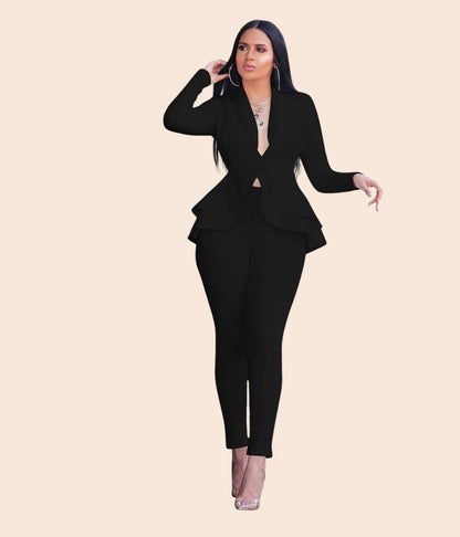 Tailored Peplum Blazer & Pants Set