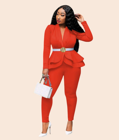 Tailored Peplum Blazer & Pants Set