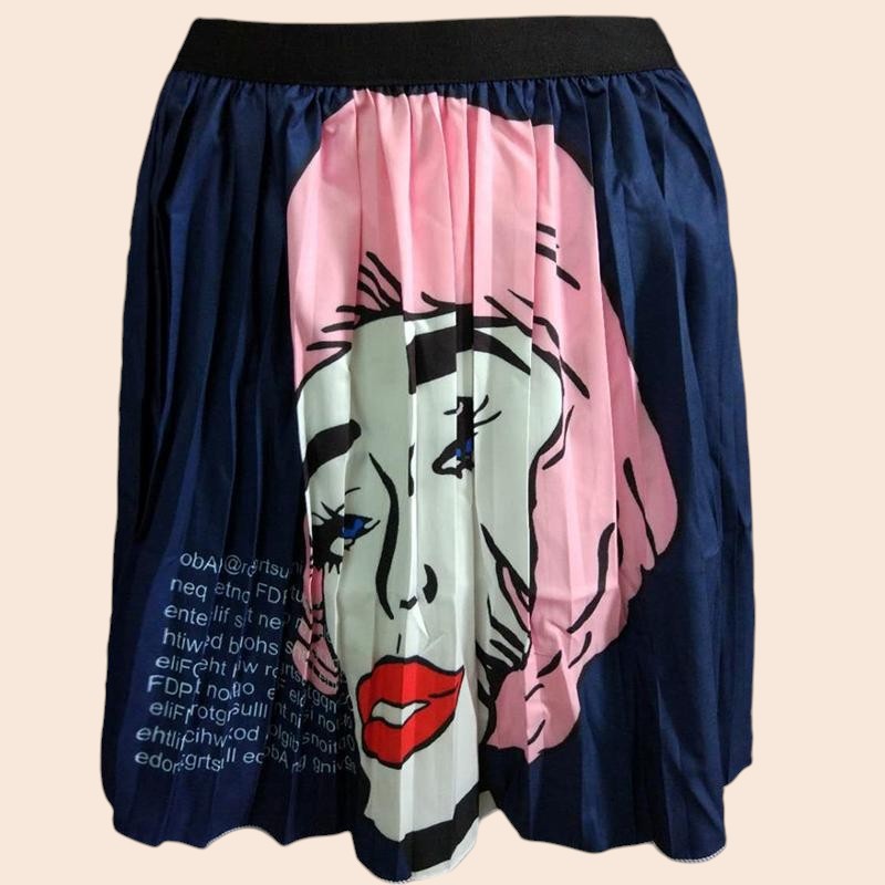 Pop Art Pleated Mini Skirt