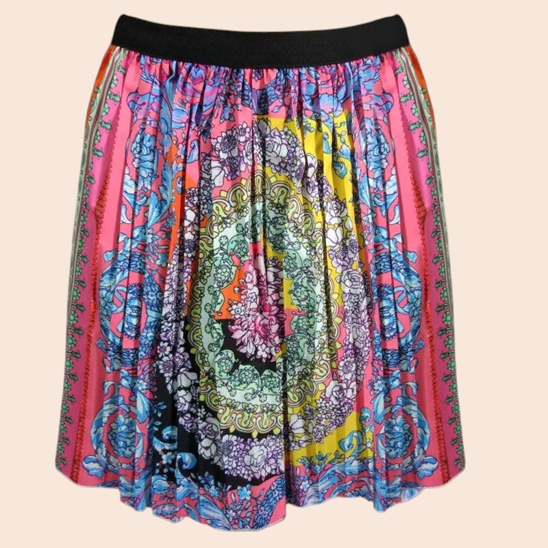 Pop Art Pleated Mini Skirt
