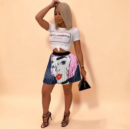 Pop Art Pleated Mini Skirt