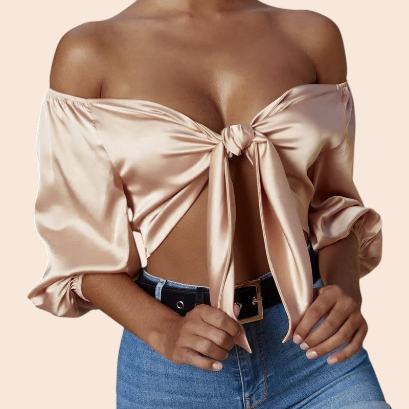 Luxe Satin Bow Crop Top