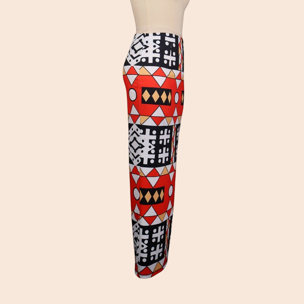 Geometric High-Waist Bodycon Maxi Skirt