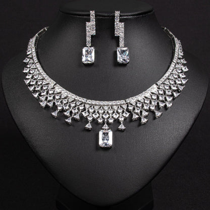 Luxury Zircon Crystal Necklace & Earring Set