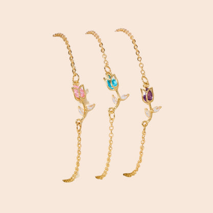 Elegant Tulip Crystal Necklace & Bracelet Set