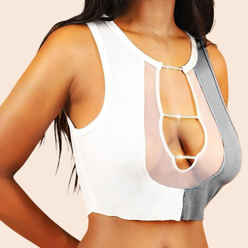 Mesh Cutout Ribbed Crop Tank