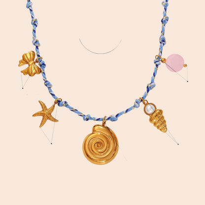 Ocean Charm Braided Necklace & Bracelet Set
