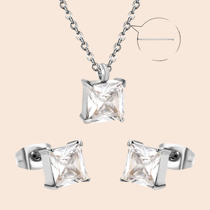Minimalist Zircon Necklace & Earring Set