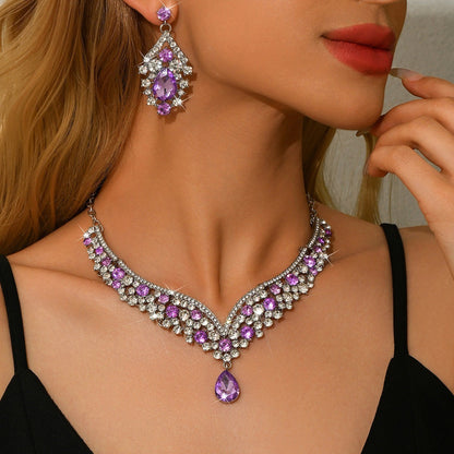 Vintage Crystal Teardrop Necklace & Earring Set