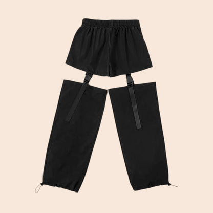 Pants Adjustable Buckle Hip Hop spring Women Black