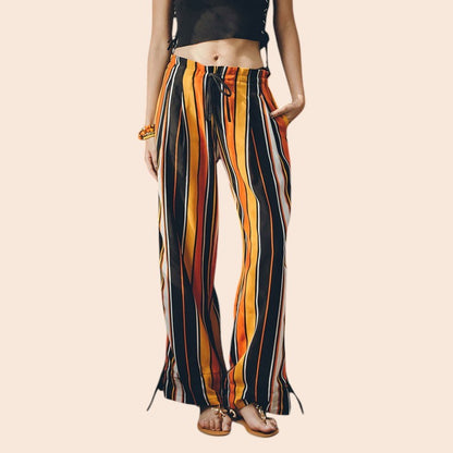 Bohemian Sunset Stripe Wide-Leg Pants