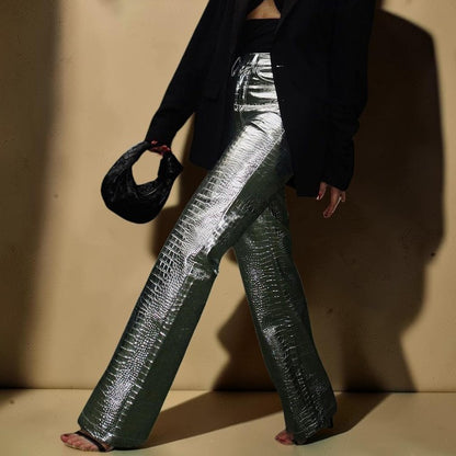 Metallic Straight-Leg Pants – Statement Street Luxe