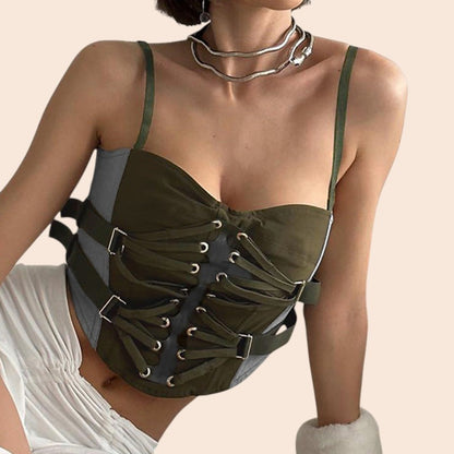 Olive Luxe Buckled Corset Top