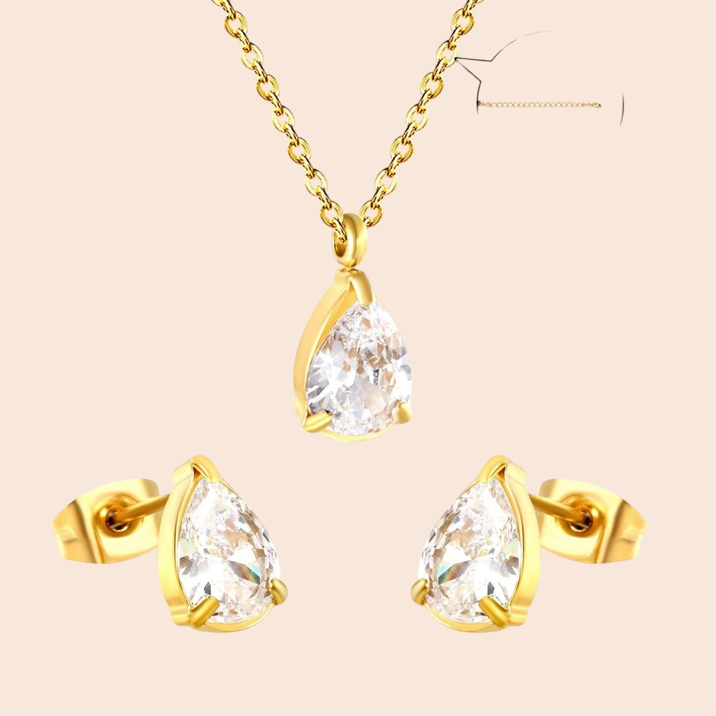 Minimalist Zircon Necklace & Earring Set