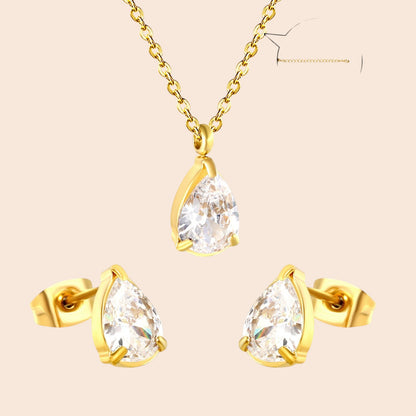 Minimalist Zircon Necklace & Earring Set