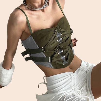 Olive Luxe Buckled Corset Top