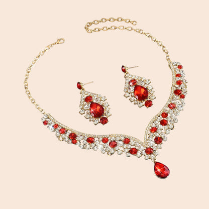 Vintage Crystal Teardrop Necklace & Earring Set